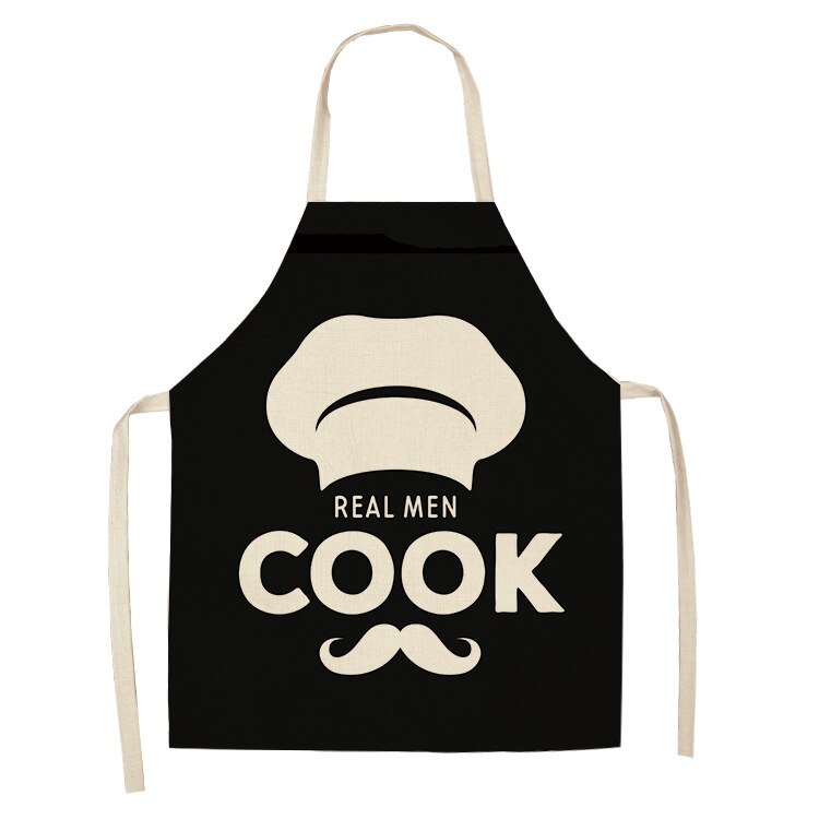 1pcs Kitchen cotton and linen aprons, monogrammed black and white patterned aprons, sleeveless aprons, cooking and baking tools: ILW-0002-11
