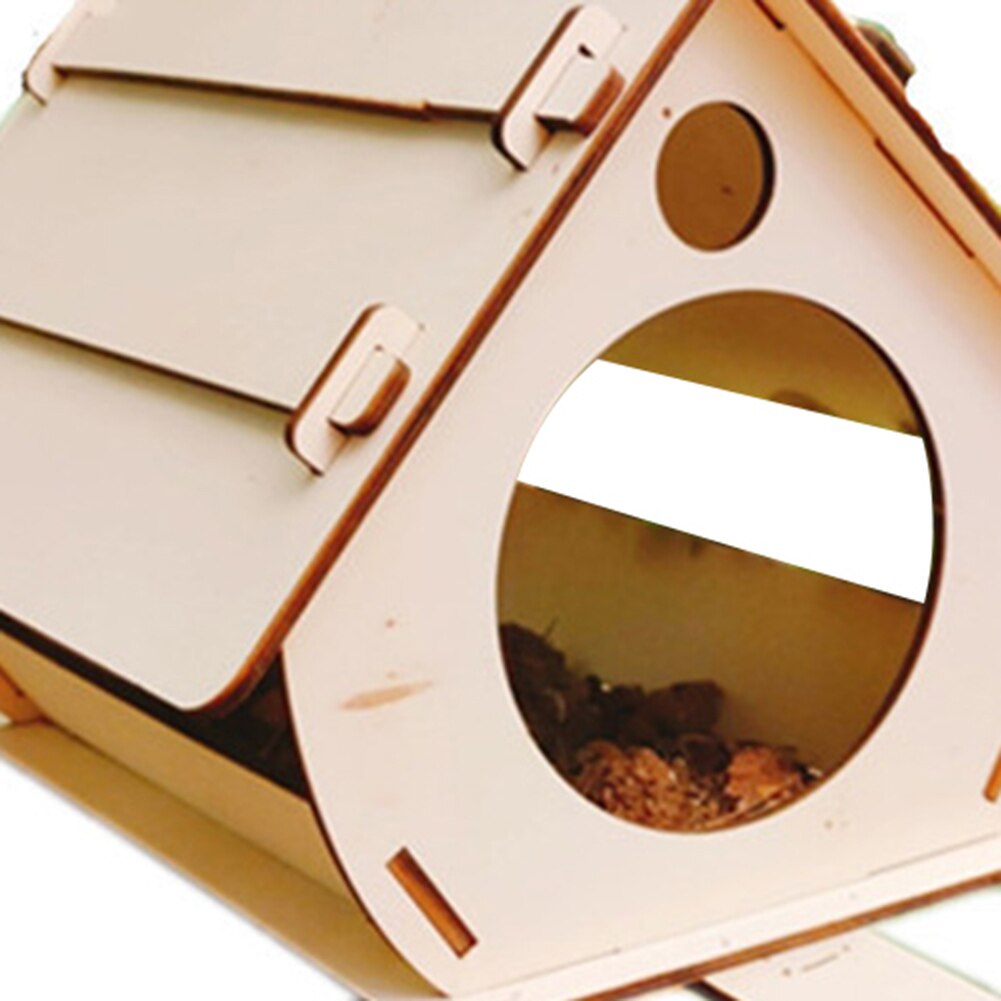 DIY Assembled Hanging Wooden Bird Feeder Garden Wooden Birdhouse Outdoor Bird Cage Feeder Pendant Bird House Food Water Feed