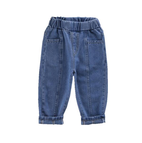Jongensbroeken kinderjeans casual lente effen katoen midden elastische taille broek voor jongensjeans kinderkleding kinderbroeken: 2t--  hoogte 90cm