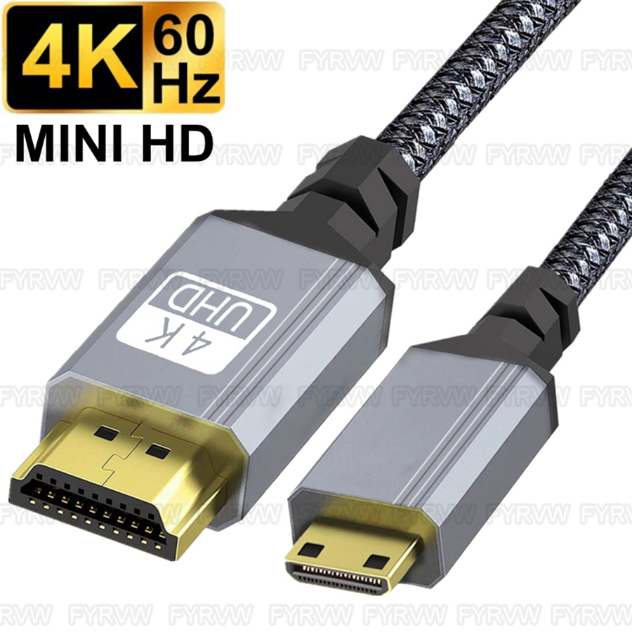 Mini Cable compatible con HDMI bidireccional 4K 60Hz para videocámara Hero Raspberry Pi, proyector HDTV, cámara, Mini Cable Compatible con HDMI: Negro / 10 m