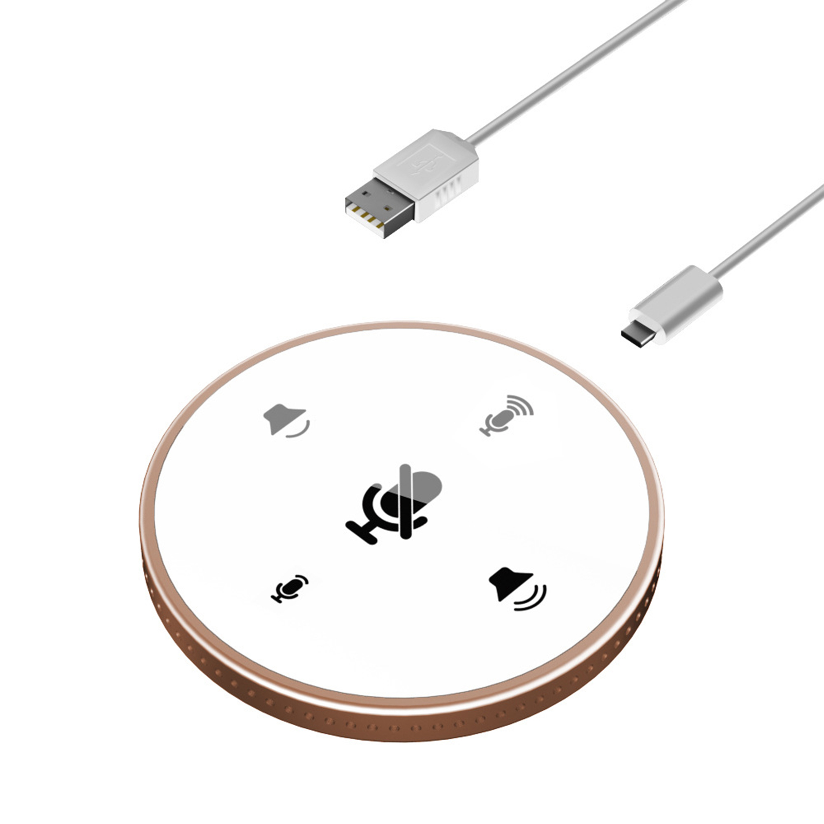 Pöytäkoneen usb-konferenssi kaiutinpuhelin mikrofoni sisäänrakennettu kaiutin 360 ° monisuuntainen pc-tietokone kondensaattorimikrofoni kannettavalle tietokoneelle: Kultainen