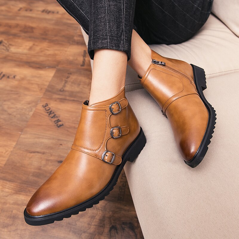 Herrstövlar vardagliga retro herrskor utomhus ankelstövlar vardagliga klassiska botas arbetsskor företag famal boots herr zapatos