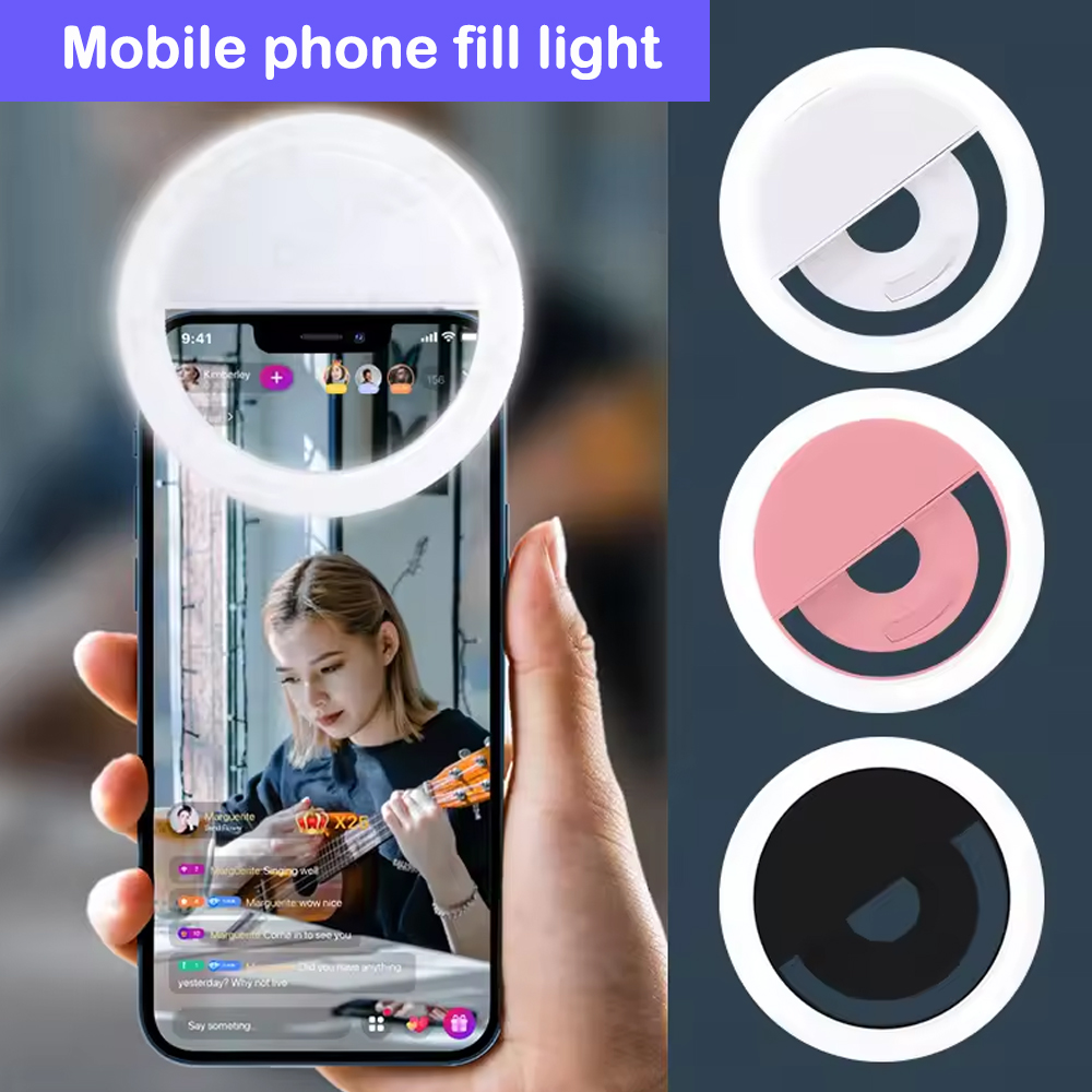 Mobiltelefonfyllningslampa usb-laddning led-selfie-ringlampa telefon livesändning video led-selfie-ringlampa för alla smartphones