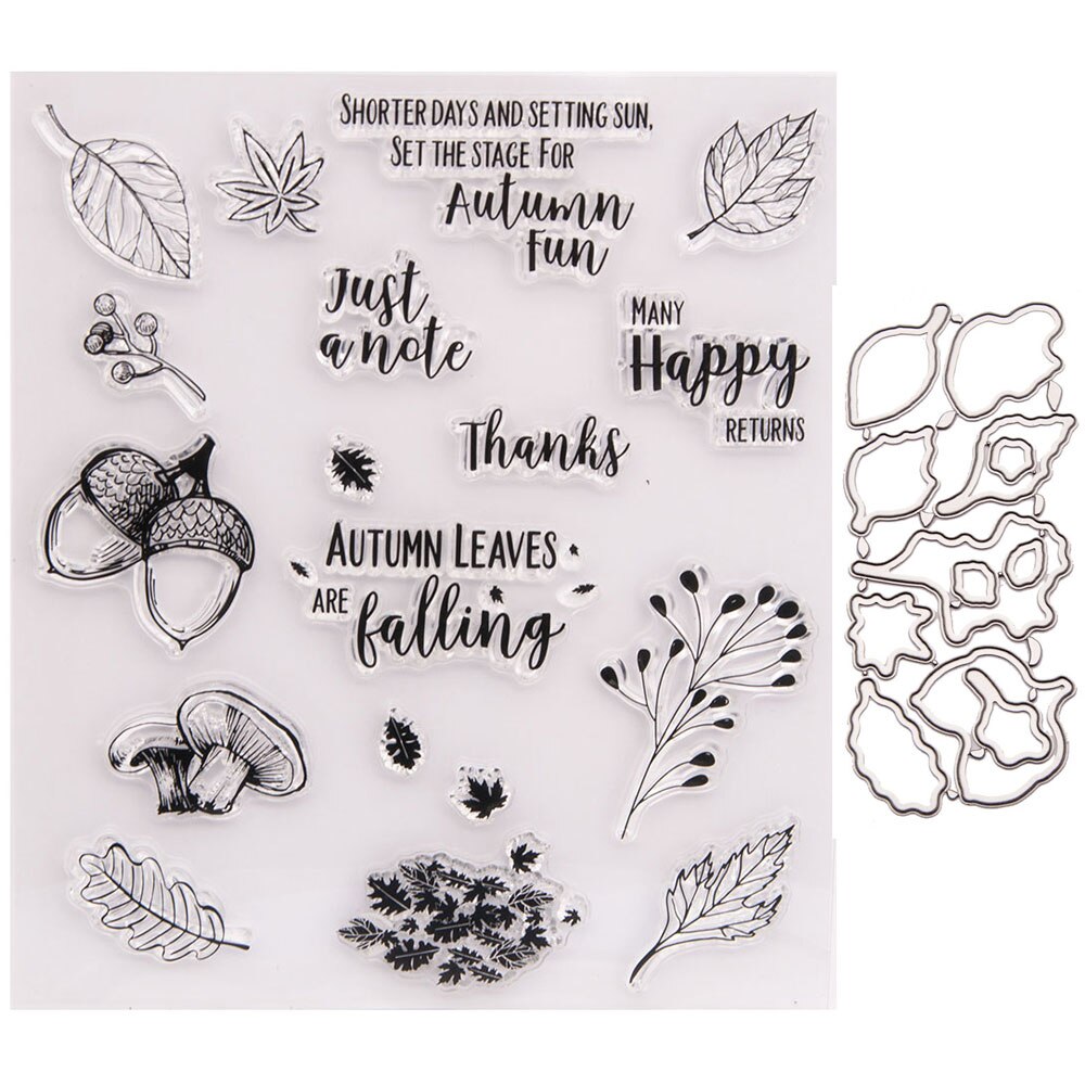 Falling autumn leaves Transparent Clear Silicone Stamps for DIY Scrapbooking/Card Making/Kids Fun Decoration Supplies: stamp and die