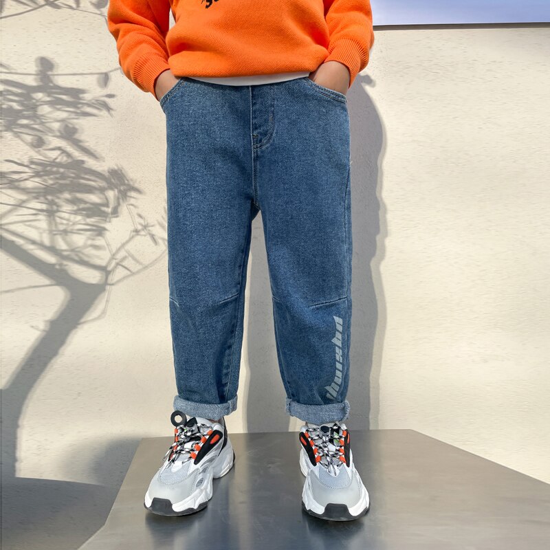 DIIMUU-pantalones vaqueros para niños de 5 a 11 años, ropa para niños, pantalones largos sólidos, otoño