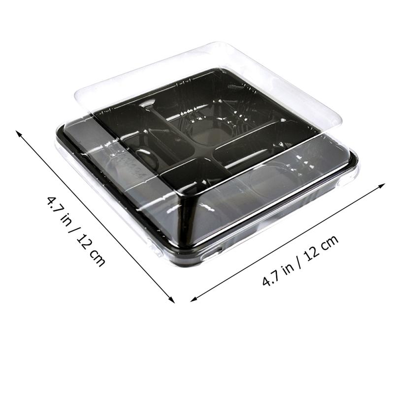 20Pcs Four Grid Packing Box Dessert Tray Disposable Takeout Container 12 x 12 x 4.5 cm