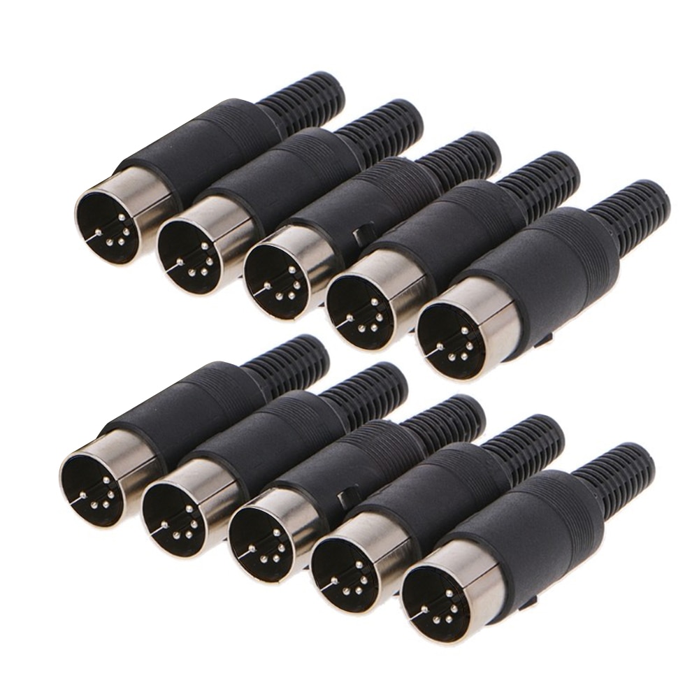 10PCS 5 Pin DIN Plug Male Connector Jack with Plastic Handle Keyboard Cable Adapter Connector