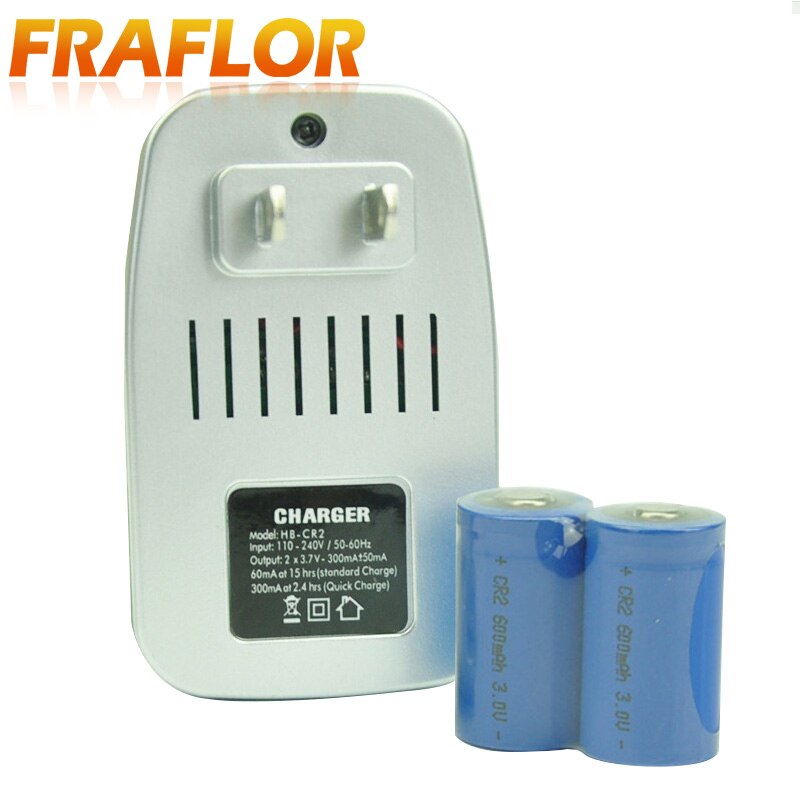 3V CR2 Battery 2 Pcs 3V Li-ion Rechargeable Battery + 1 Pcs CR2 Battery Charger For Rangefinder Mini Telescope Camera Batteries