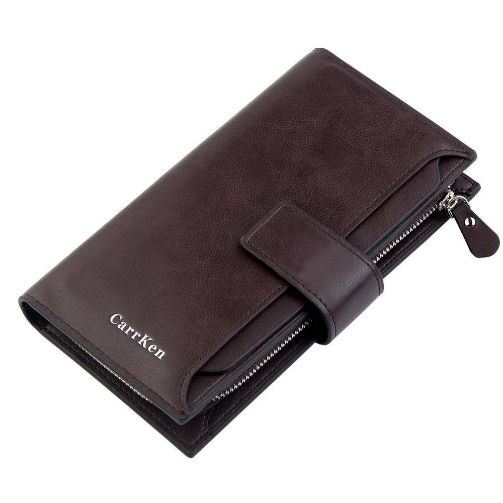 Unisex kvinders pung læder pochette mænd pung kortholder clutch pung cartera mujer luksus pung designere pochette uomo: Brun