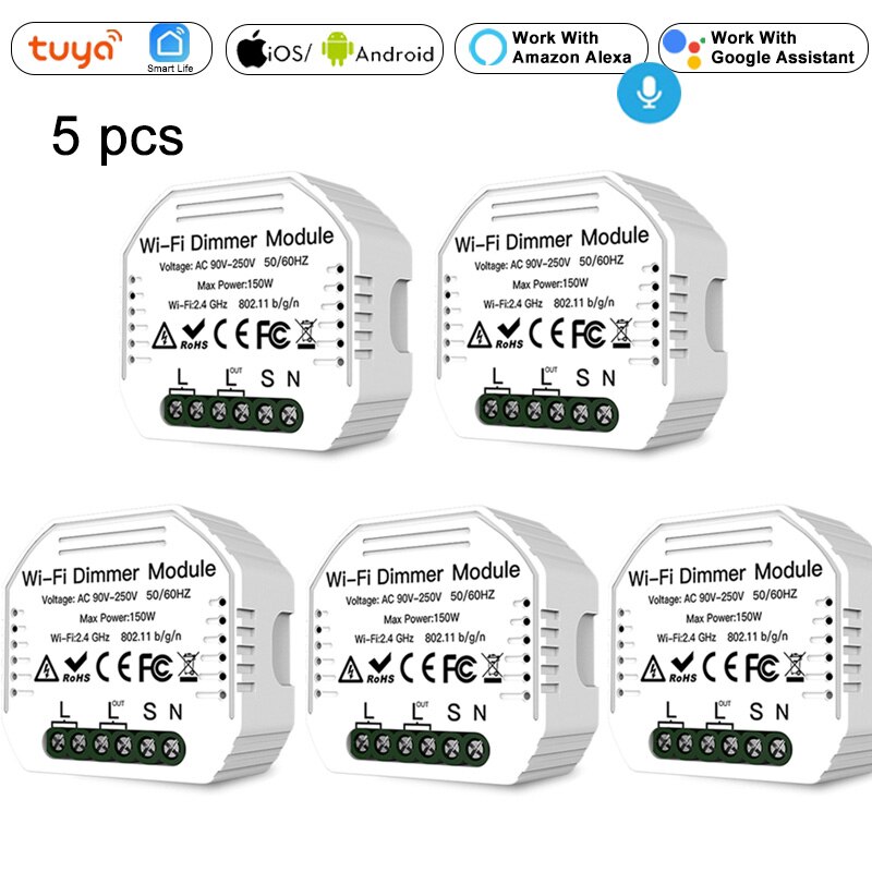 1/2 Manier Wifi Smart Dimmer Breaker Module Draadloze Tuya App Voice Control Muur Lichtschakelaar Dimmers Alexa Google Thuis