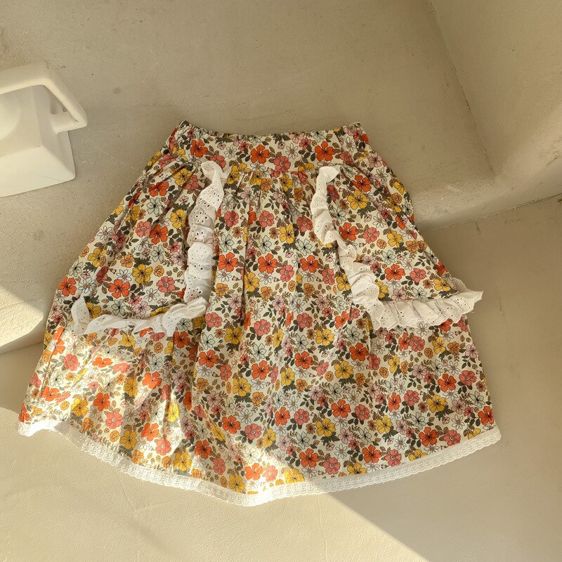 Falda de algodón para niña, ropa para niño 9917B, primavera y verano, falda Floral coreana, retazos de encaje, novedad de 2022: 100 for 3y