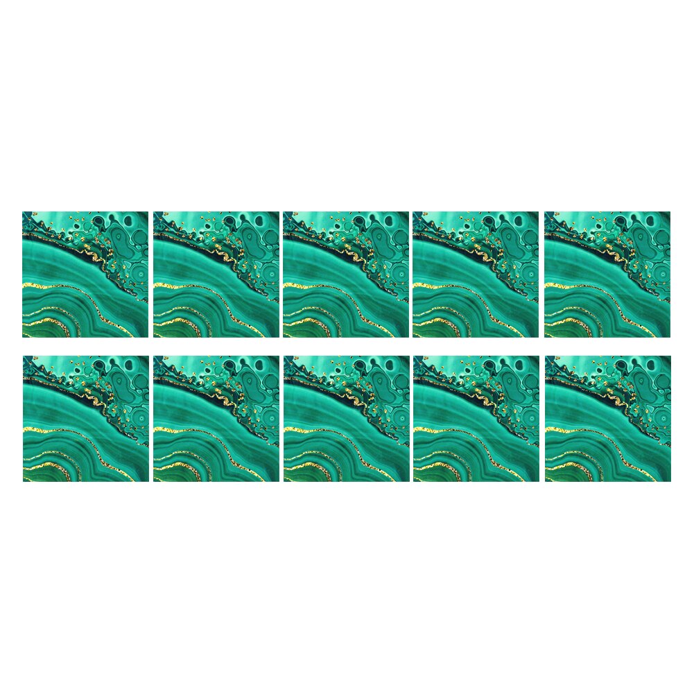 10pcs DIY Geometric Pattern Wall Tile Stickers Waterproof Self-adhesive Kitchen Bathroom Toilet Floor Decals Decor 10X10cm#38: G