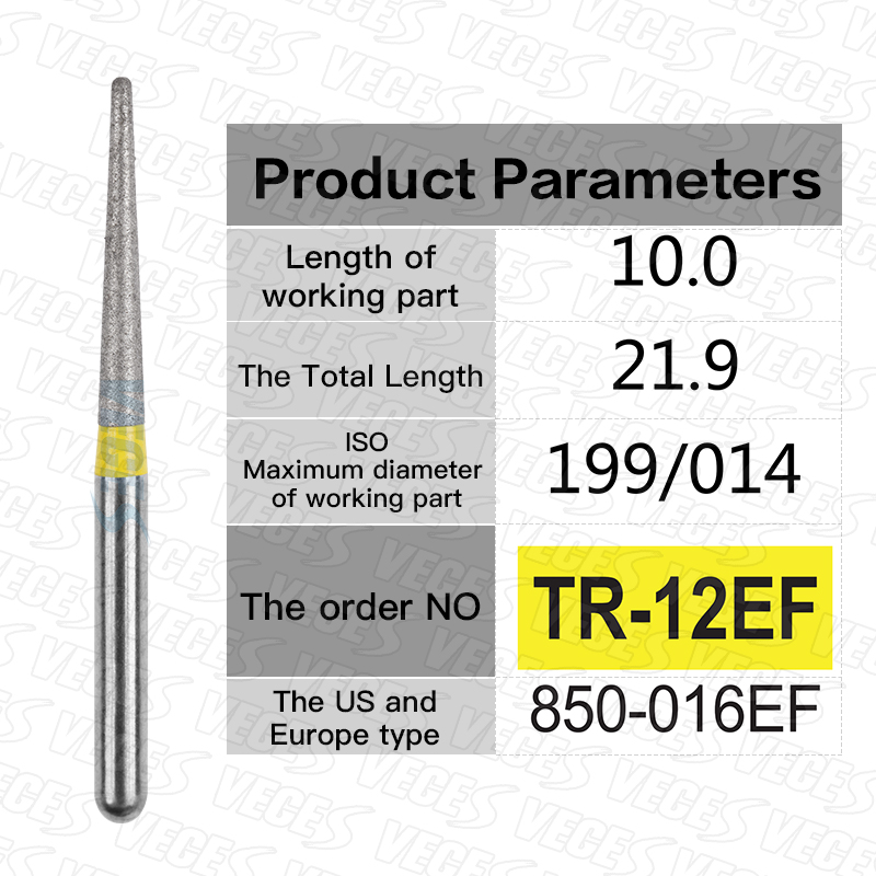Fresas de diamante Dental finas Extra finas tipo TR, taladros de fresas para odontología estándar, herramientas de dentista FG, fresa de alta velocidad de 1,6mm, 10 Uds.