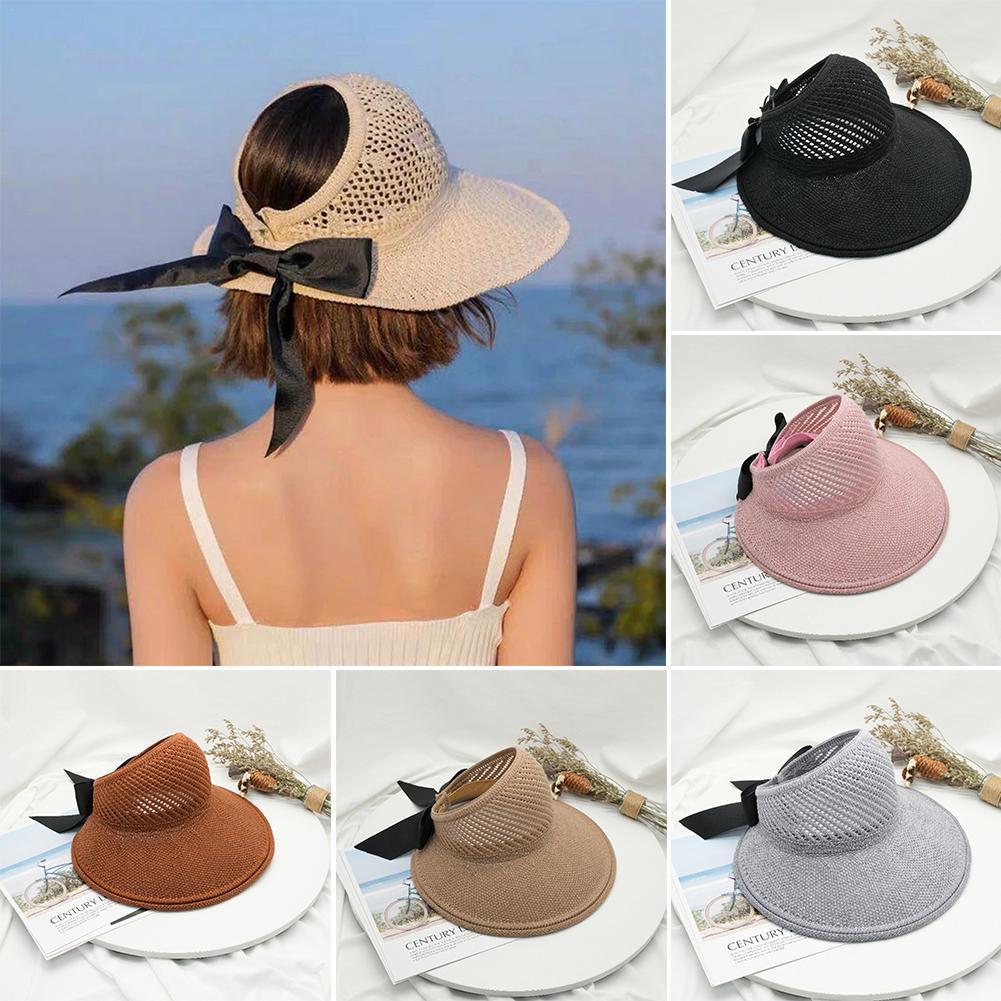 Sun Hat Summer Female Sun Hats Big Brim Bowknot Foldable Straw Hat Casual  Outdoor Beach Cap for Women Protected Hat