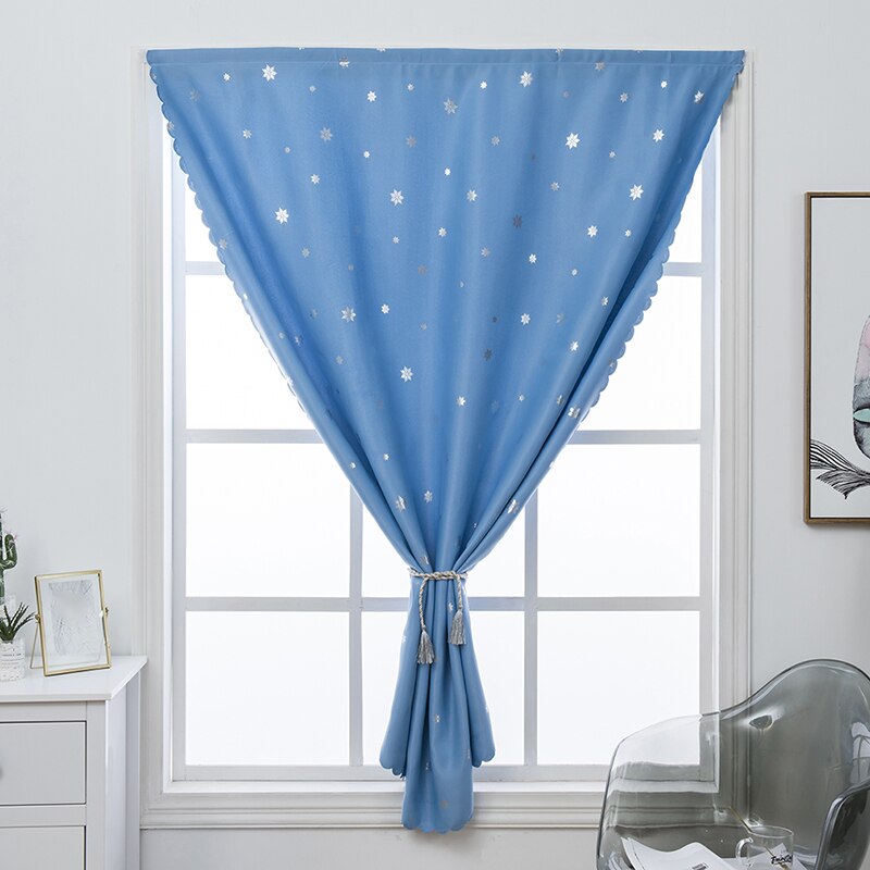 Cortinas de Velcro de ventana moderna para el dormitorio de la sala de estar de plata estrellas apagón cortinas Beige azul rojo rosa Panel cortinas: blue