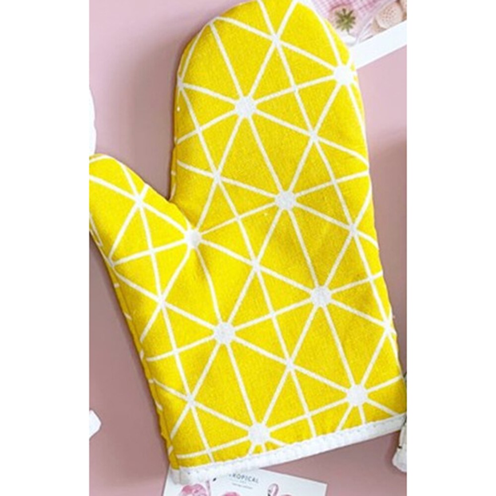 1 pièce mignon antidérapant jaune gris coton moufle four à micro-ondes gant cuisine cuisson cuisson BBQ maniques four mitaines: Yellow