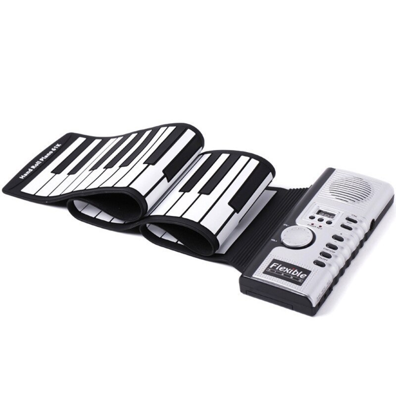 Rolpiano draagbaar elektronisch muziekinstrument milieuvriendelijke piano met hoorn kindermodel  (61 toetsen, wit)