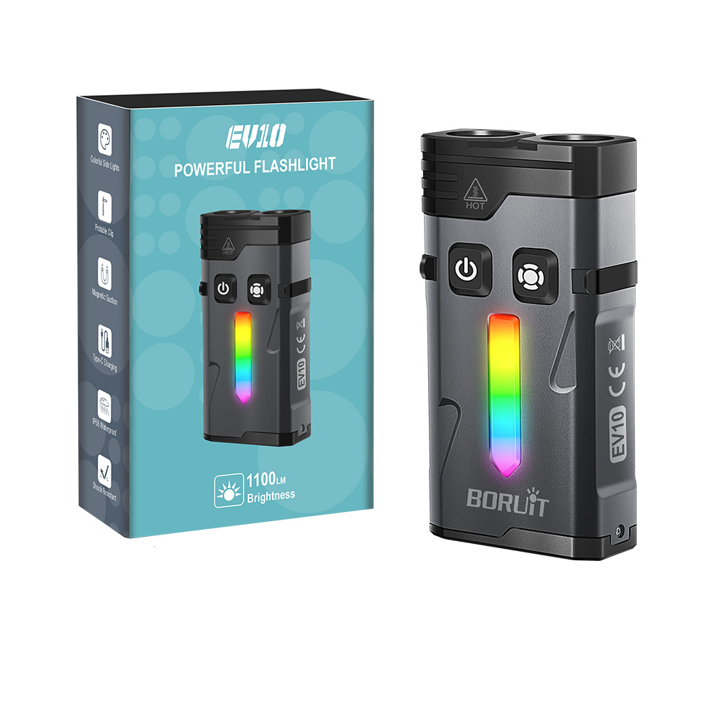 BORUiT EV15 EDC Keychain Flashlight 365nm UV Light Type-C Charging 1000LM Super Bright Mini LED Torch RGB Lamp Pocket Lantern: changeable