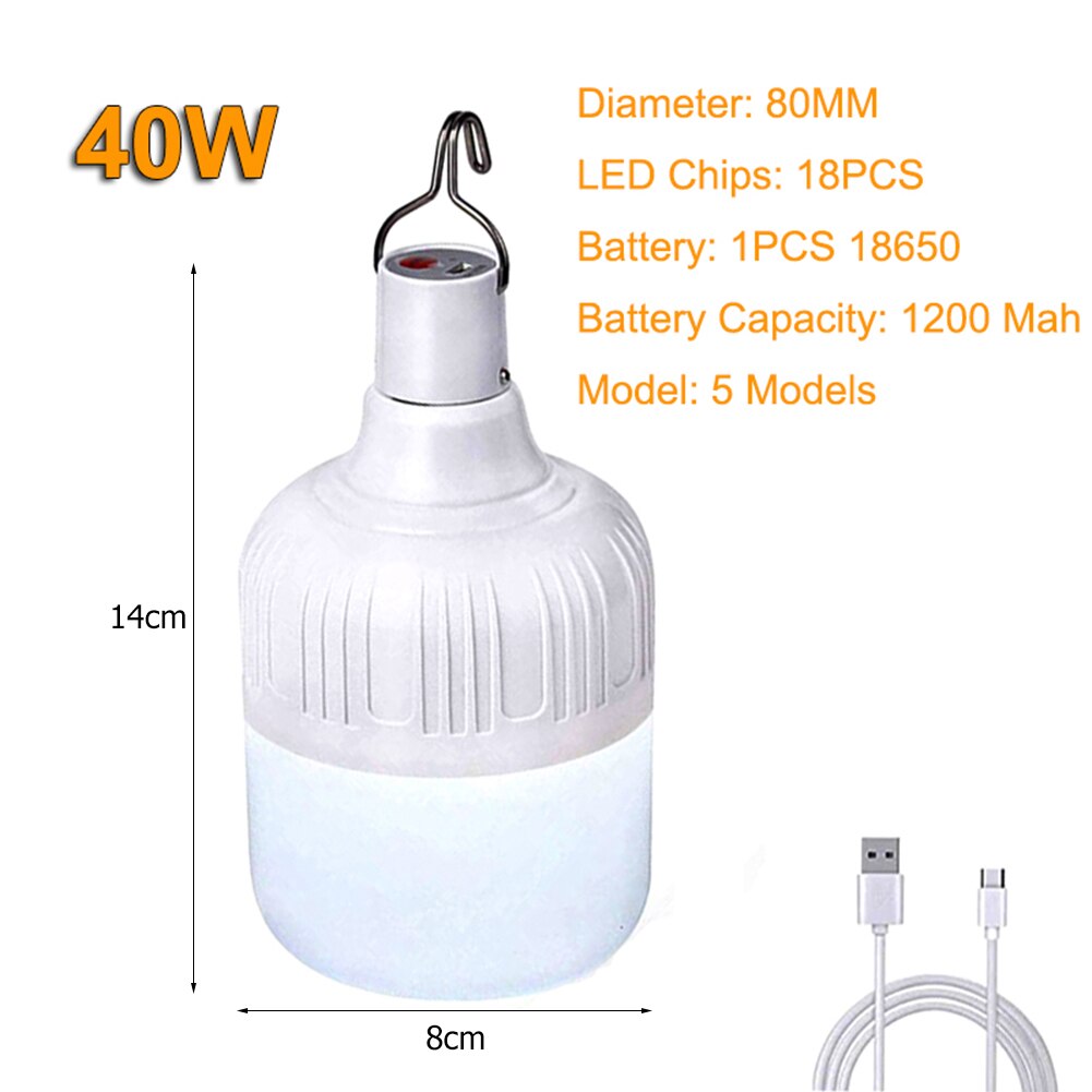 Handheld Spotlight Lantern Flashlight USB Rechargeable LED Camping Tent Light Portable BBQ Hiking Hanging Light Bulb