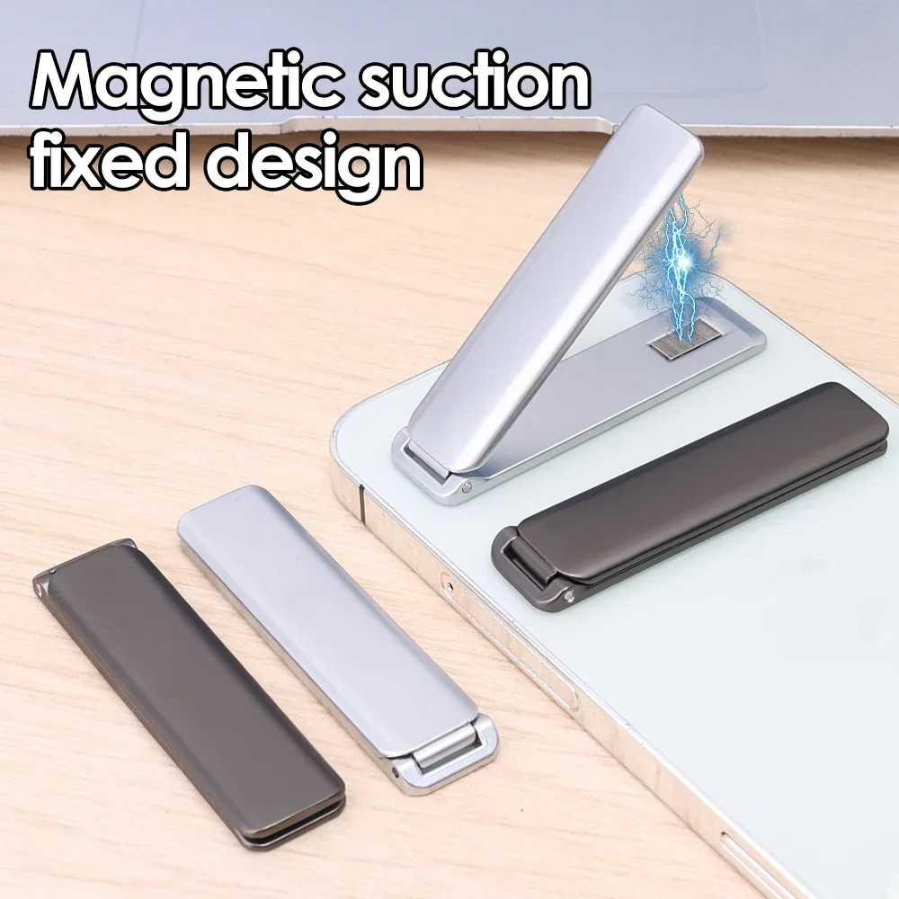 1-2 pièces support de téléphone portable universel en métal magnétique fort support pliant réglable Ultra mince béquille de téléphone support de bureau