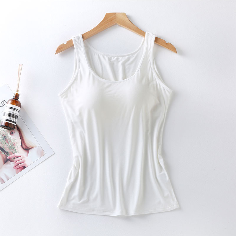 Dametopp med innebygd bh-hals ensfarget polstret tanktopper med smal passform sexy skjorter feminino avslappede tanktopper