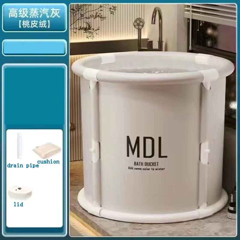 Folding Bath Tub Round Portable Bathtub Foldable Bath Bucket Plastic Bathroom SPA Bucket Easy Storage Bathing Tub For Adult Kid: black