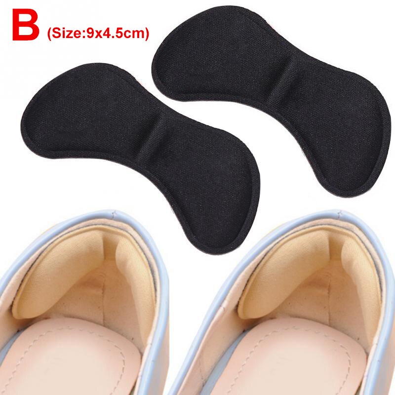 Semelles adhésives Anti-usure, 2 pièces, coussinets de talon, soulagement de la douleur, Patch autocollant, taille ajustable, chaussures, insérer la semelle intérieure, soins des pieds: B (Black)