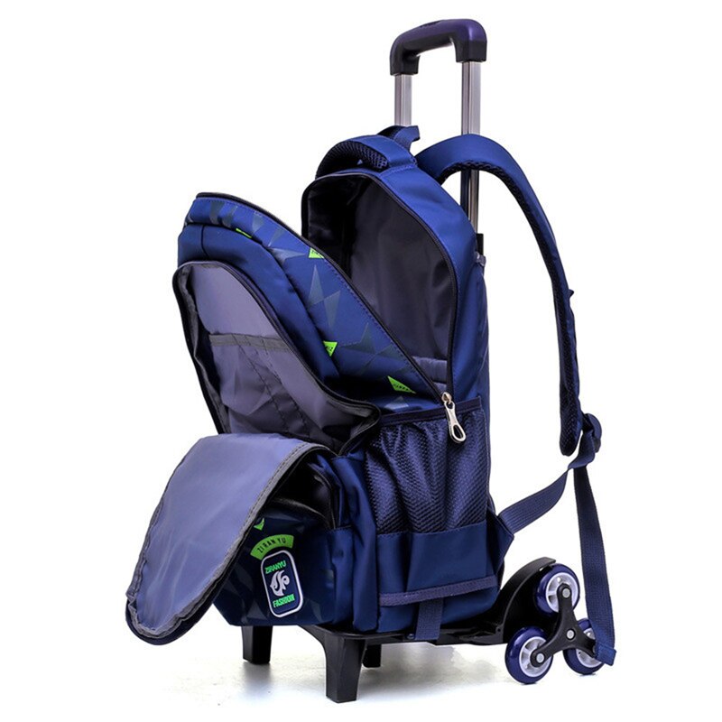 Jongens meisjes trolley schooltas bagage boekentassen waterdichte afneembare kinderschooltassen met 2/6 wielen trap kindertas