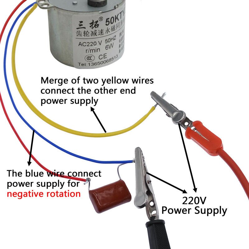 1 stk 50 ktyzpermanent magnet  ac220v 50hz 6w hastighet reduserende synkron girmotor med høyt dreiemoment positiv og negativ inversjon
