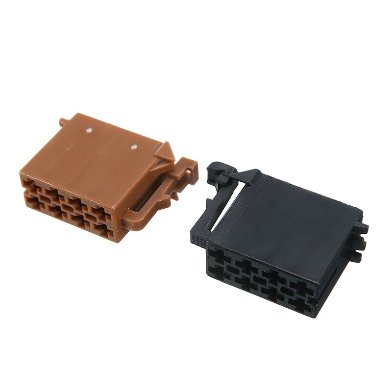 2pcs Black Brown 8 Pin Male ISO Car Stereo Radio Wiring Harness Connector Adaptor Block Loom with 18pcs Female pins