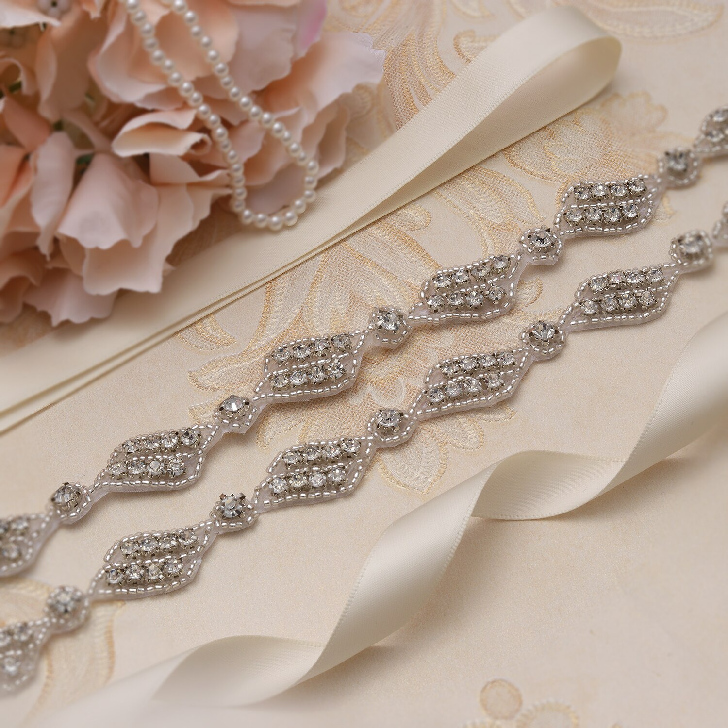 Missrdress håndperlet brudebælte rhinestones bryllupsbælte sølvkrystal bryllupssash til brudepigekjoler  jk881