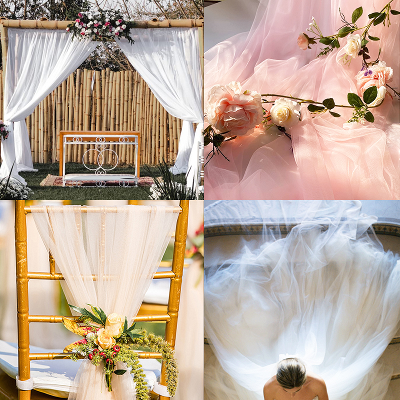 5/10m Wedding Arch Drapes Decorations Sheer Curtains Wedding Backdrop Curtains Tulle Fabric Drapery For Party Ceremony Reception
