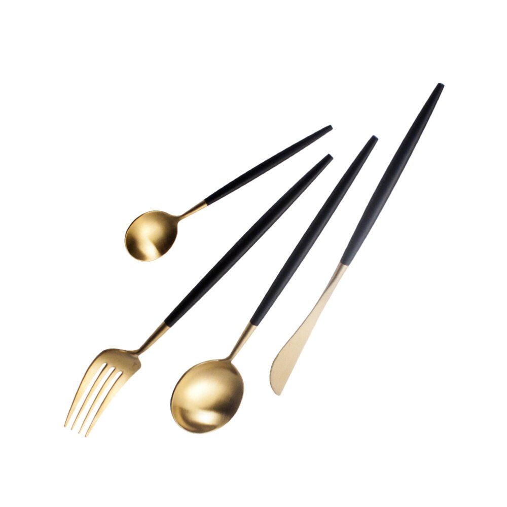 Stainless Steel Flatware Set Stainless Steel Cutter Fork Western Food Flatware (Black): Black