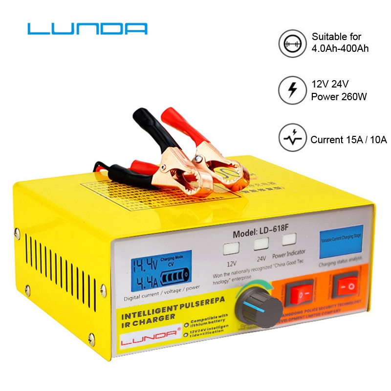 6-400AH 20A Lead Acid Lithium iRon car Battery Charger for 12V 24V Car Motorcycle Truck Auto Motor Power Charging