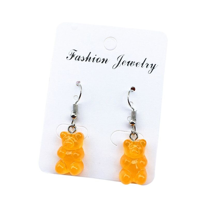 1 Pair Cute Mini Gummy Bear Earrings Minimalism Cartoon Female Ear Hooks Danglers Jewelry: F