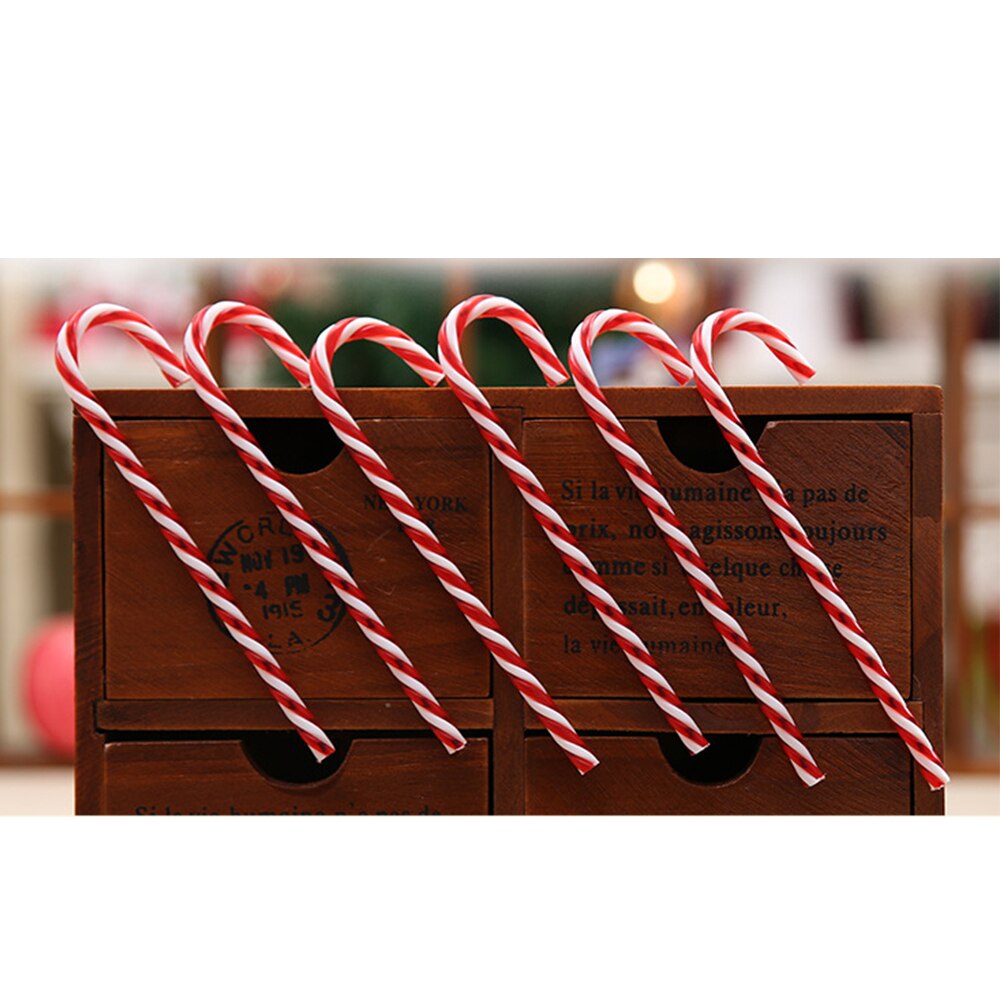 6 stks/partij Kerstboom Candy Crutch Hanger Decor Accessoires Opknoping Ornament Voor Jaar Party