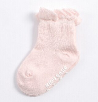 W134 Frete grátis 0-1 anos de idade as crianças meias arrastão verão fina meias de algodão meias de renda cor sólida meninas: Rosa