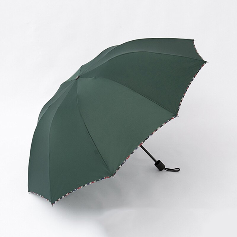 125CM Big Top Umbrella Men Rain Woman Windproof Large Umbrellas Male Women Sun 3 Folding Big Umbrella Outdoor Parapluie: Dark Green