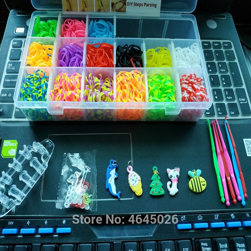 Caja de tejido de gomas para niños, pulsera elástica artesanal, Kit de artesanía, para niñas, juguetes para niños de 7, 8 y 10 años