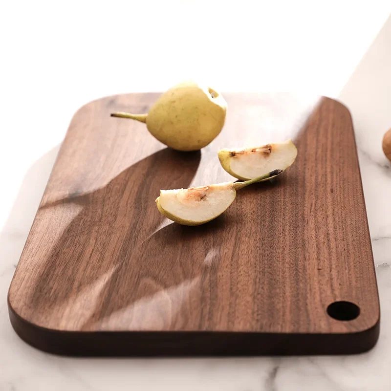 Planche à découper en bois massif, bois massif de cuisine en noyer noir, sans laque, avec planche à découper en bois