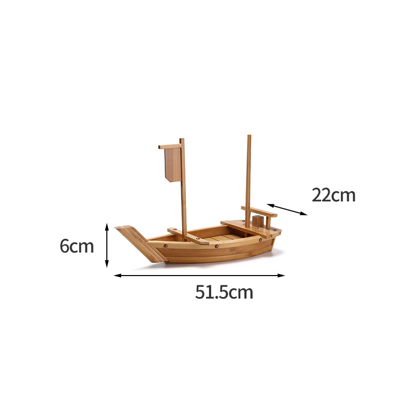 Barco de bambú para Sushi, plato de cocina japonesa y coreana Sashimi, vajilla de madera de bambú, utensilios de cocina ecológicos creativos: 50cmA