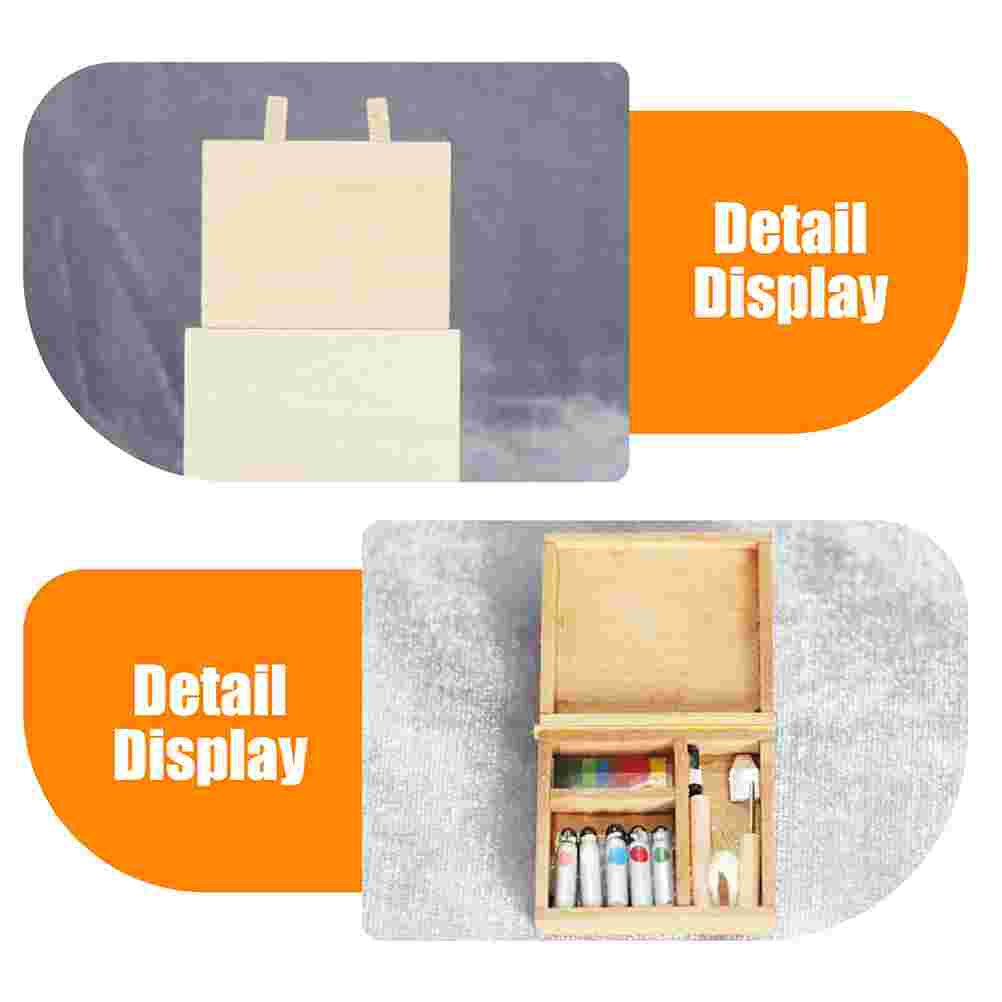 1 set of Miniature Easel Model Wooden Painting Board Holder Mini House Painting Board