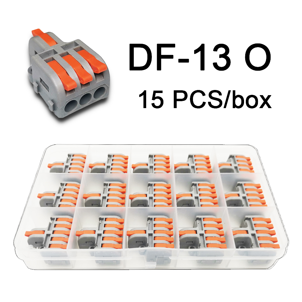 Mini Fast Boxed Wire Connector DF-12/13/14/15 Compact Conductor Spring Wiring Connector Conductor Push-in Terminal Block: 13 O 15PCS