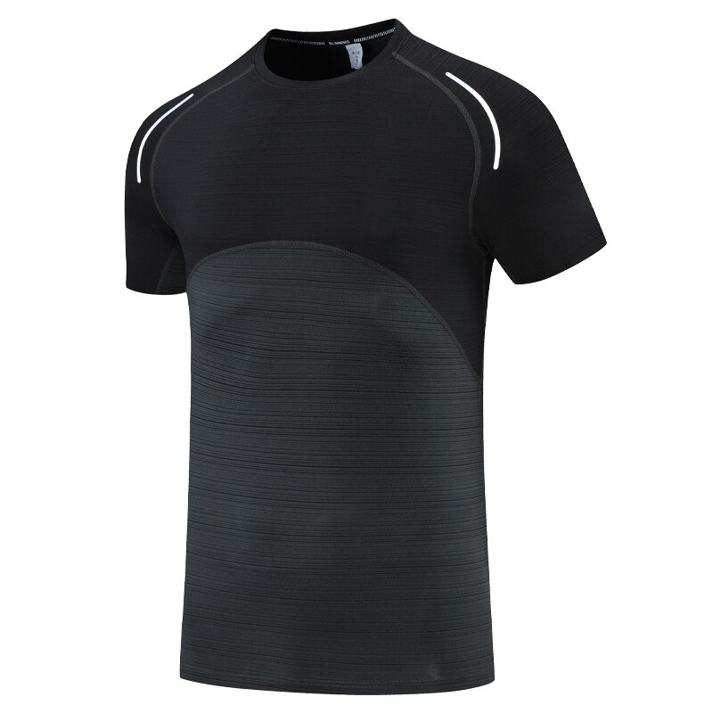 Running men jogging camisa de secagem rápida esportes casuais ao ar livre respirável manga curta impressão retalhos reflexivo ginásio tênis tshirts: grey / XXXL