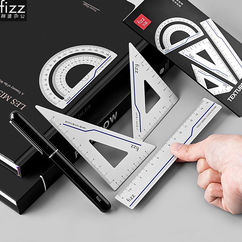 Youpin 4 in 1 fizz metall-lineal-schreibset aus aluminiumlegierung, multifunktionales kombinationslineal, dreieck und winkelmesser zum zeichnen