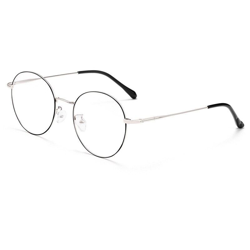 YIMARUILI-gafas redondas ultraligeras Retro β-titanio, montura para miopía, gafas graduadas ópticas, montura para hombres y mujeres 6621X: Plata