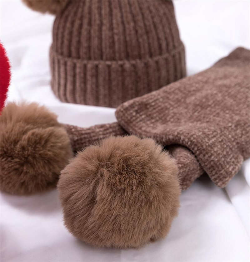 Enfants hiver chapeau et écharpe enfant côtelé tricoté chapeau 2 pièces ensemble bébé filles garçons oreille Protection casquette Pom Pom foulards 0-3T