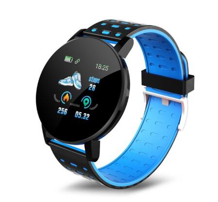 119 Plus 119 Plus Bluetooth Smart Horloge Gps Waterdichte Sim Camera Screen 3D Hartslagmeter Fitness Tracker Herinnering: Blue