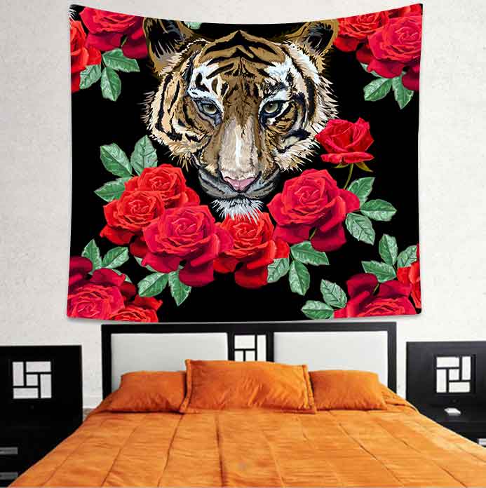 Simsant blomster tiger gobelin englevinger mandala kunst væghængende gobeliner til stue soveværelse hjem dorm indretning