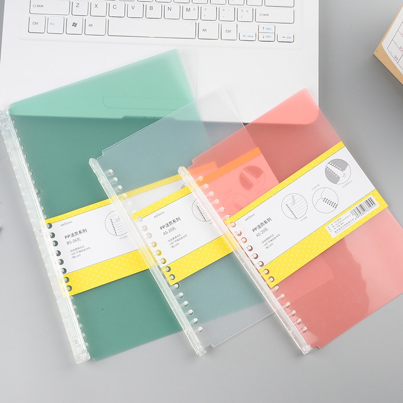 A5 B5 Original 20/26 Hole Transparent PP Loose Leaf Binder Circle Calendar Ring Book Cover Diary Weekly Organizer